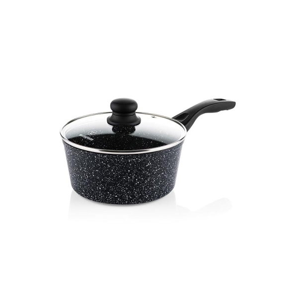 WESTINGHOUSE WCSP0009018MBB Κατσαρολάκι Γάλακτος 18cm 1.7L Αντικολλητικό Μάρμαρο με Γυάλινο Καπάκι