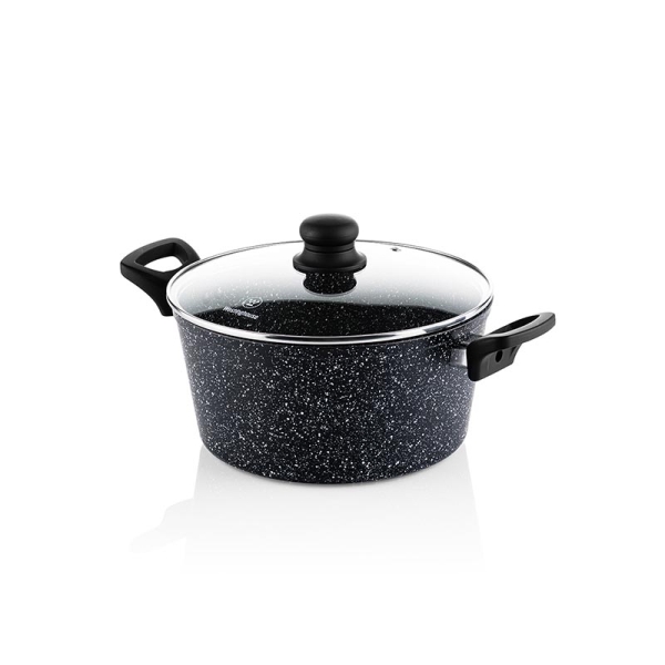 WESTINGHOUSE Black Marble Χύτρα 24cm 4.3L – Αντικολλητική με Γυάλινο Καπάκι