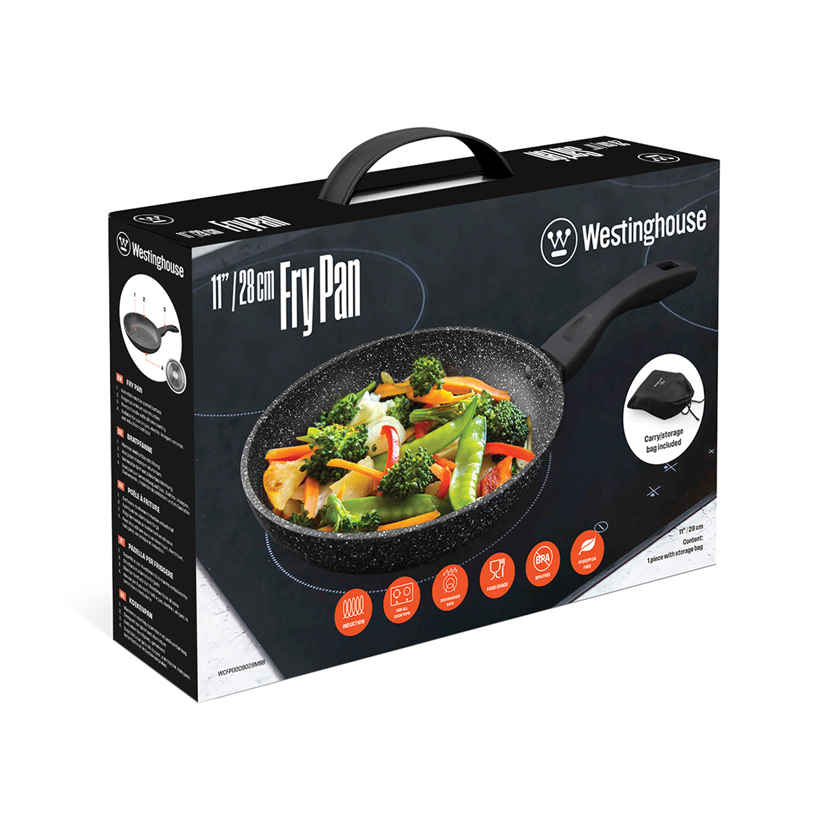 Westinghouse WCFP0009028MBB Τηγάνι Αλουμινίου 28cm Μαύρο Μάρμαρο - Image 2