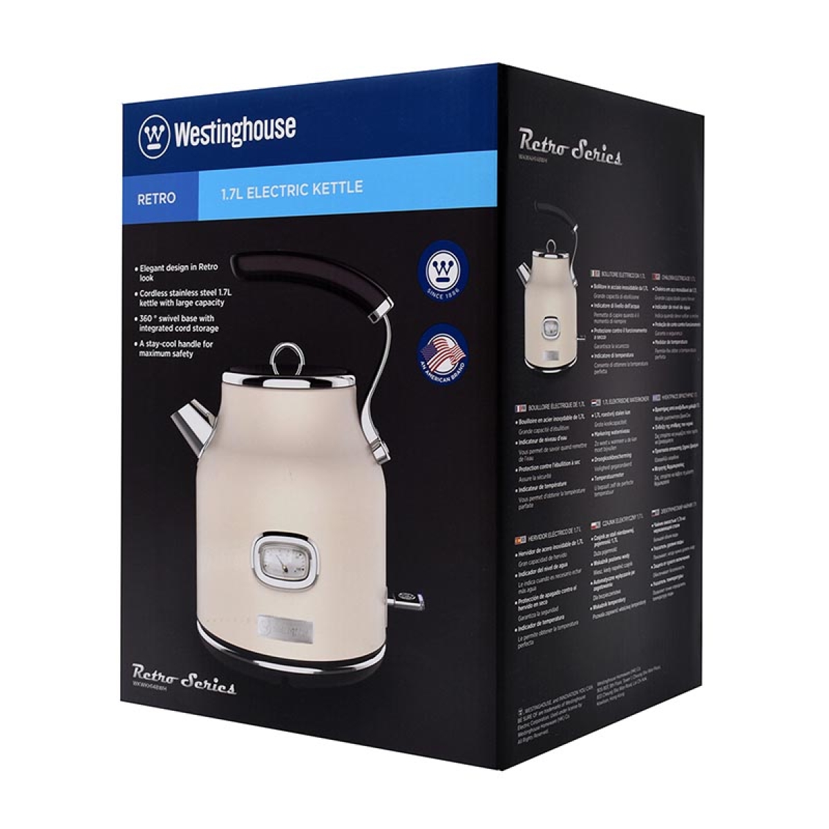 WESTINGHOUSE WKWKH148WH Retro Βραστήρας 1.7L 2200W Vanilla White - Image 2