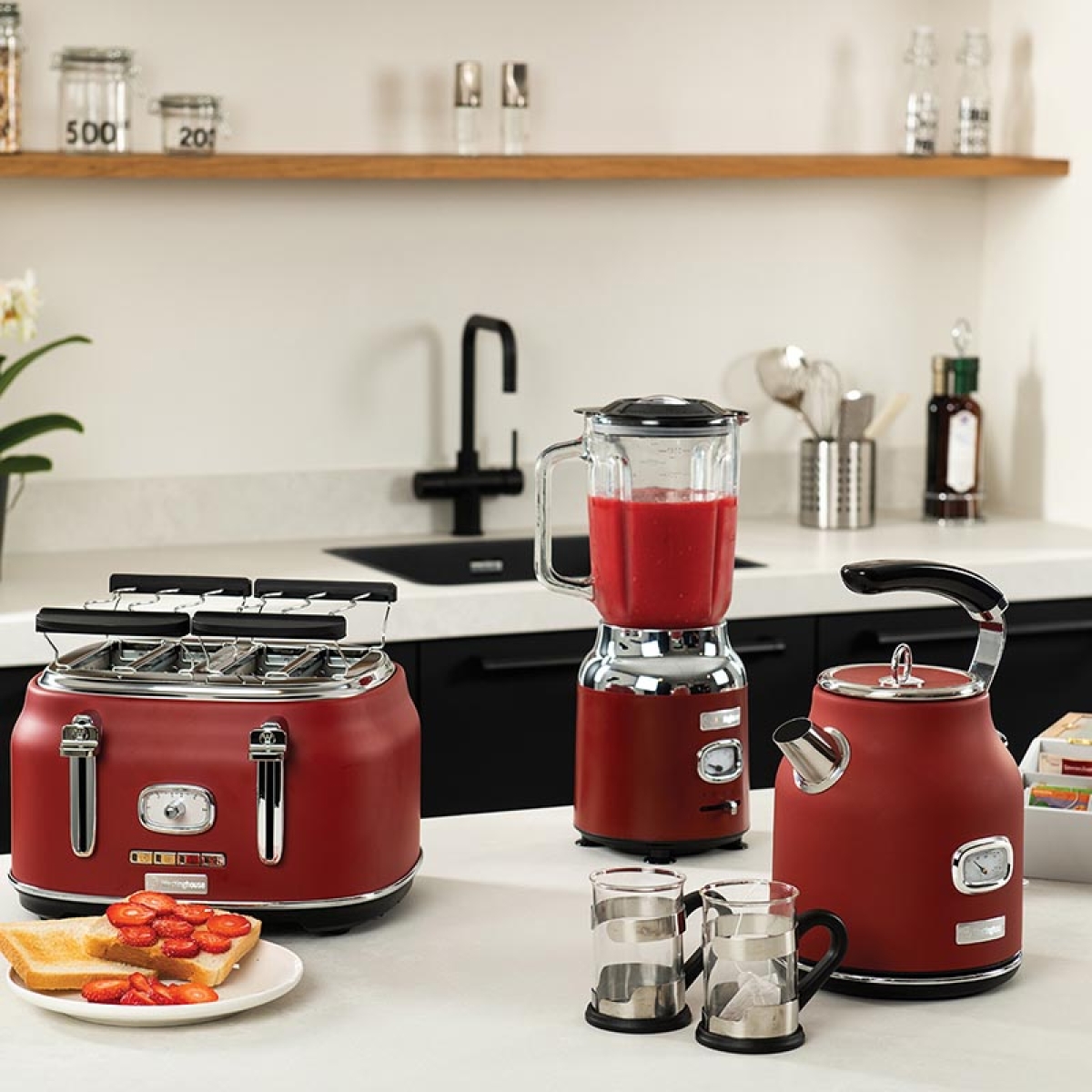 WESTINGHOUSE WKWKH148RD Retro Βραστήρας 1.7L 2200W Κόκκινο Cranberry - Image 4