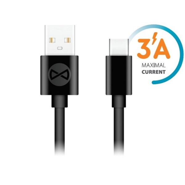 Forever Καλώδιο USB-A σε Type C 3A 1m Μαύρο GSM106365
