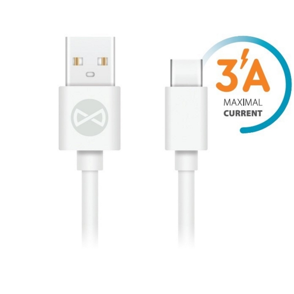 Forever Καλώδιο USB-A σε Type C 3A 1m Λευκό GSM106364