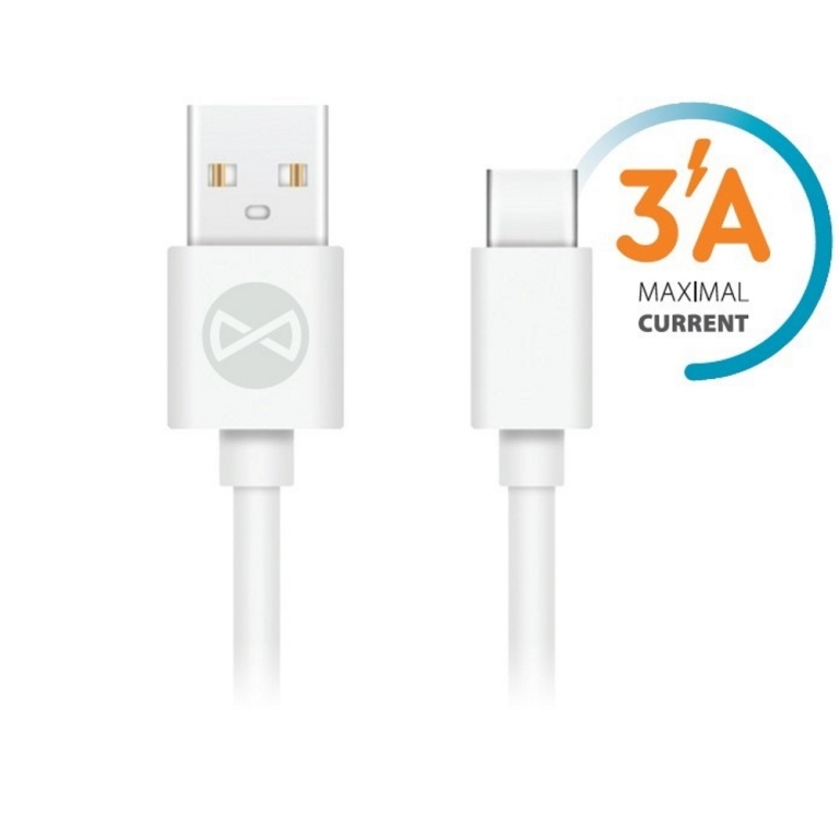Forever Καλώδιο USB-A σε Type C 3A 1m Λευκό GSM106364
