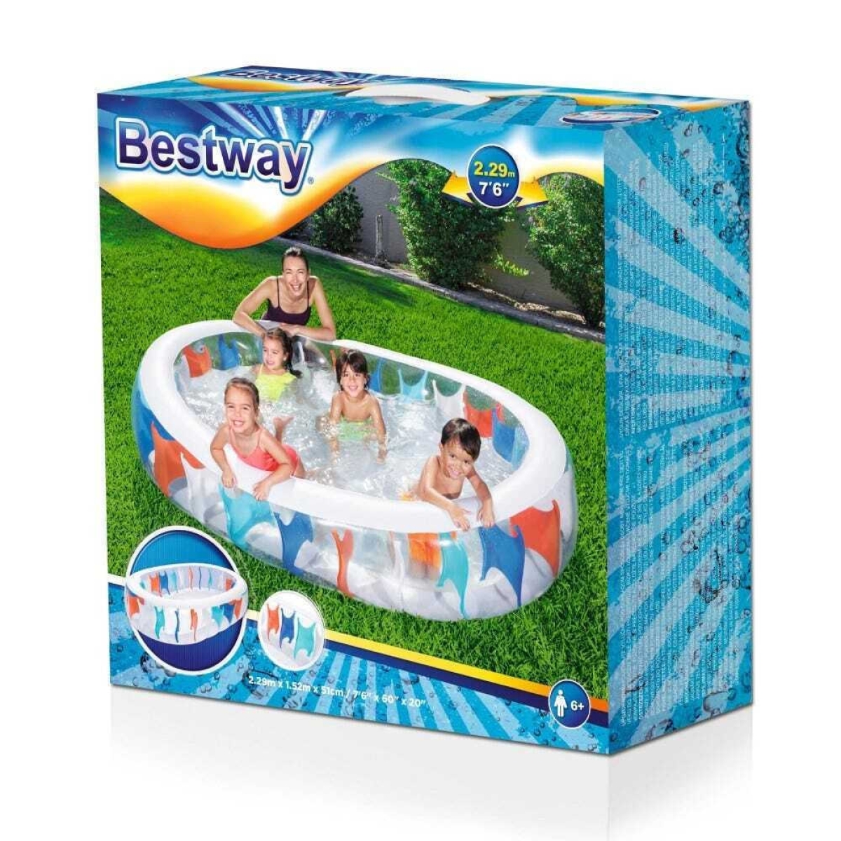 Bestway Elliptic 54066 Παιδική Πισίνα Φουσκωτή 229x152x51εκ. - Image 2
