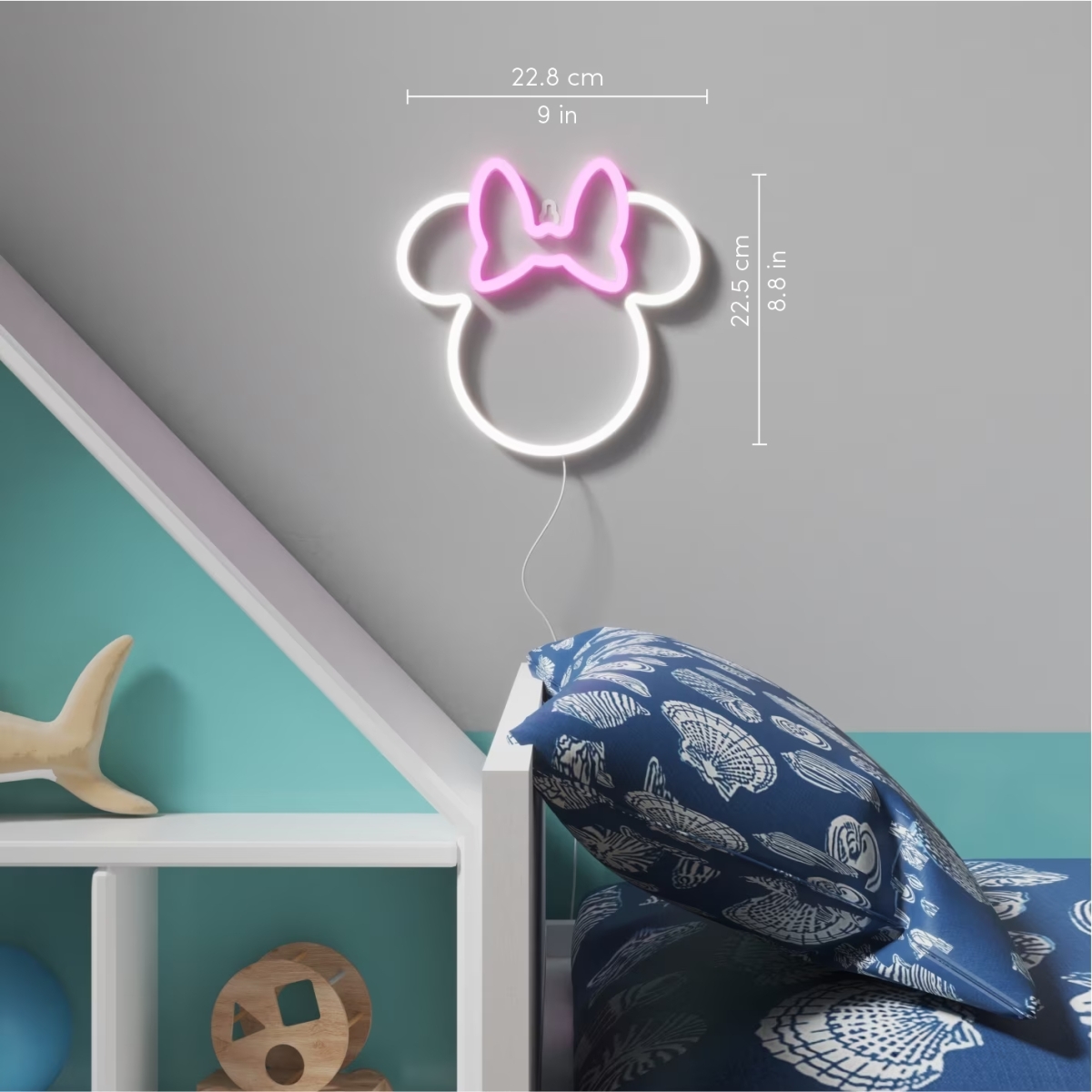 Yellowpop Διακοσμητικό Φωτιστικό Τοίχου LED Neon Disney Minnie Ears 22.8X22.5cm USB A Cable YPDI-MIN-MIN - Image 4