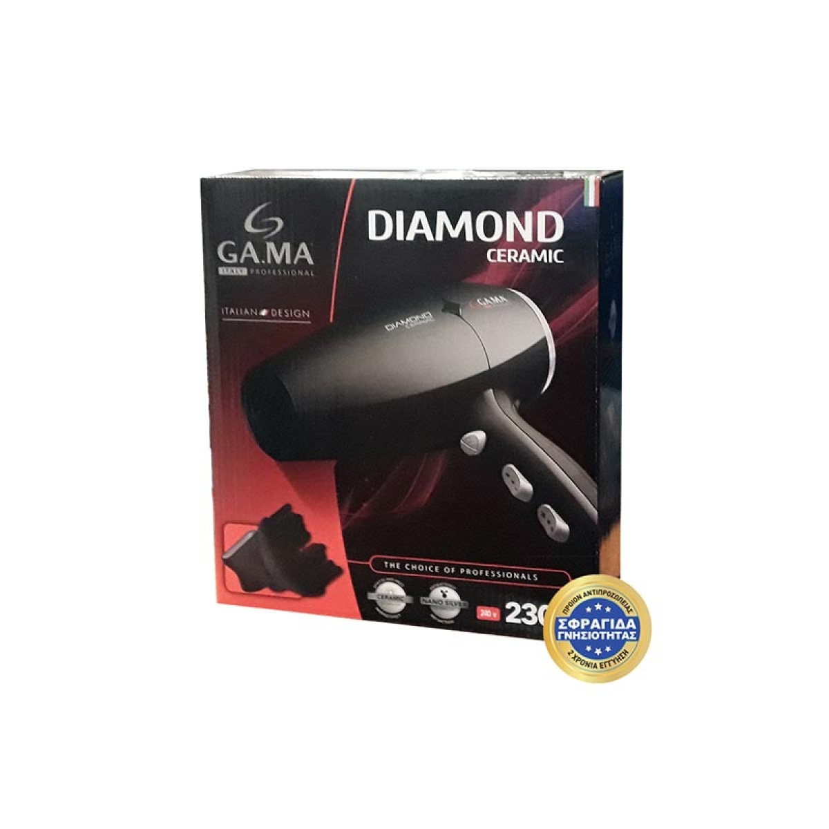 GA.MA Diamond Ceramic Σεσουάρ Μαλλιών 2300W Μαύρο - Image 2