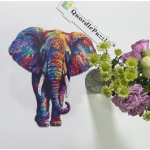 Quordlepuzzles Ξύλινο Puzzle Ελέφαντας Πολύχρωμος Rainbow MEDIUM 35x35cm 120-160 Κομμάτια X036-M(C) - Image 4