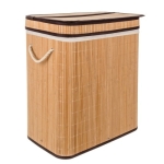 Καλάθι Απλύτων Bamboo με Καπάκι 60x54x35cm 2 Διαμερισμάτων Καφέ 00024269 - Image 4