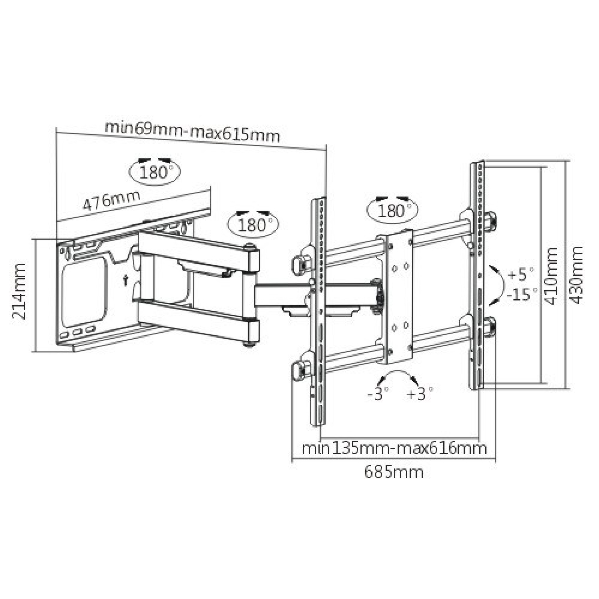 Brateck Επιτοίχια έως 70" και 60kg LPA49-463D - Image 2