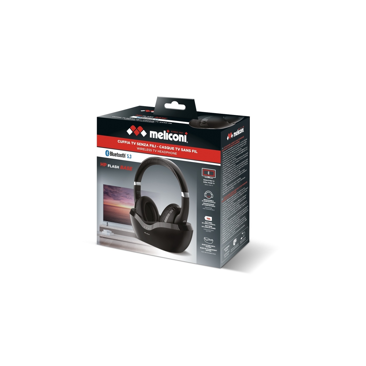 Meliconi Ακουστικά Κεφαλής Bluetooth 5.3 με Επιτραπέζια Βάση Φόρτισης σε Μαύρο Χρώμα HP FLASH BASE 497338 - Image 4