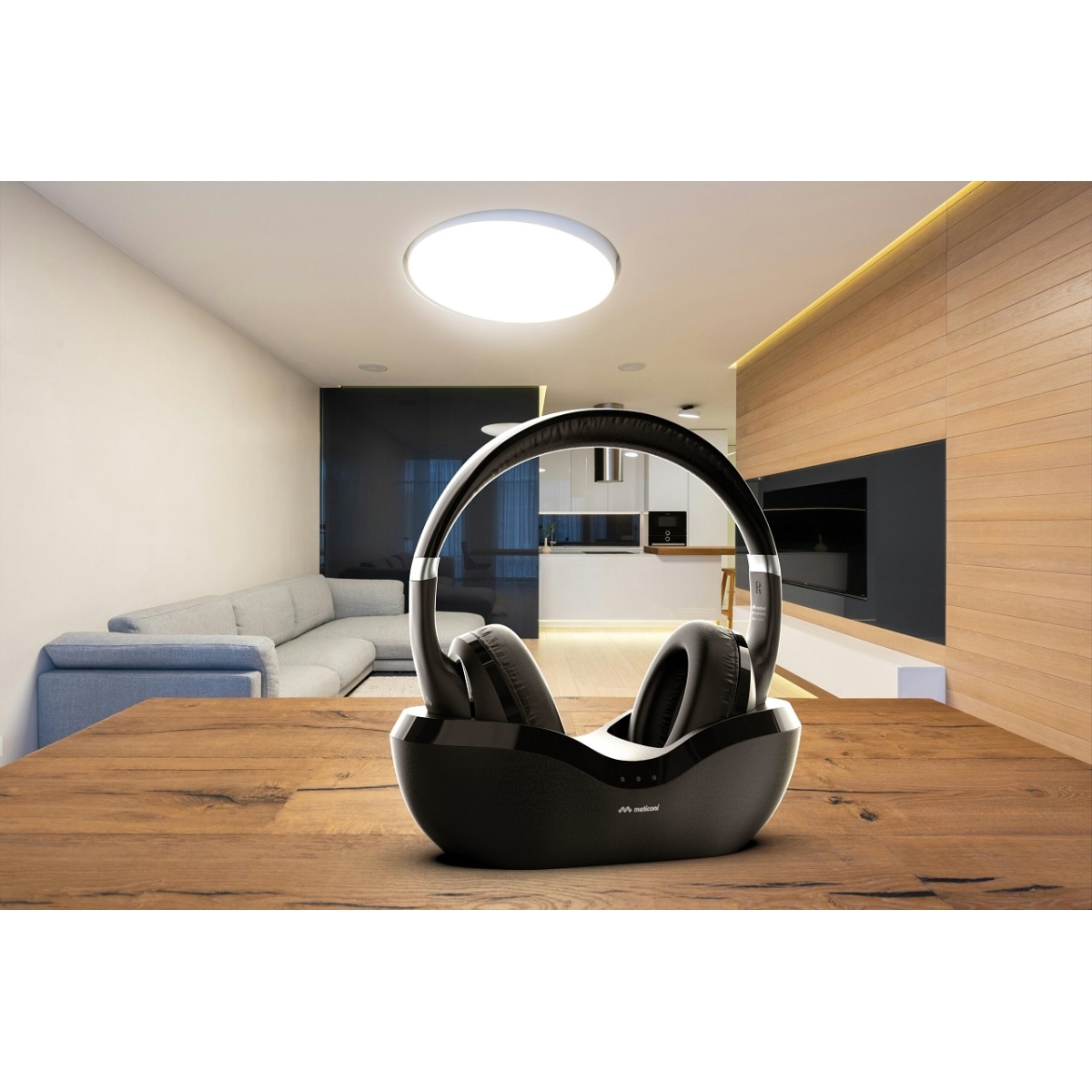 Meliconi Ακουστικά Κεφαλής Bluetooth 5.3 με Επιτραπέζια Βάση Φόρτισης σε Μαύρο Χρώμα HP FLASH BASE 497338 - Image 2