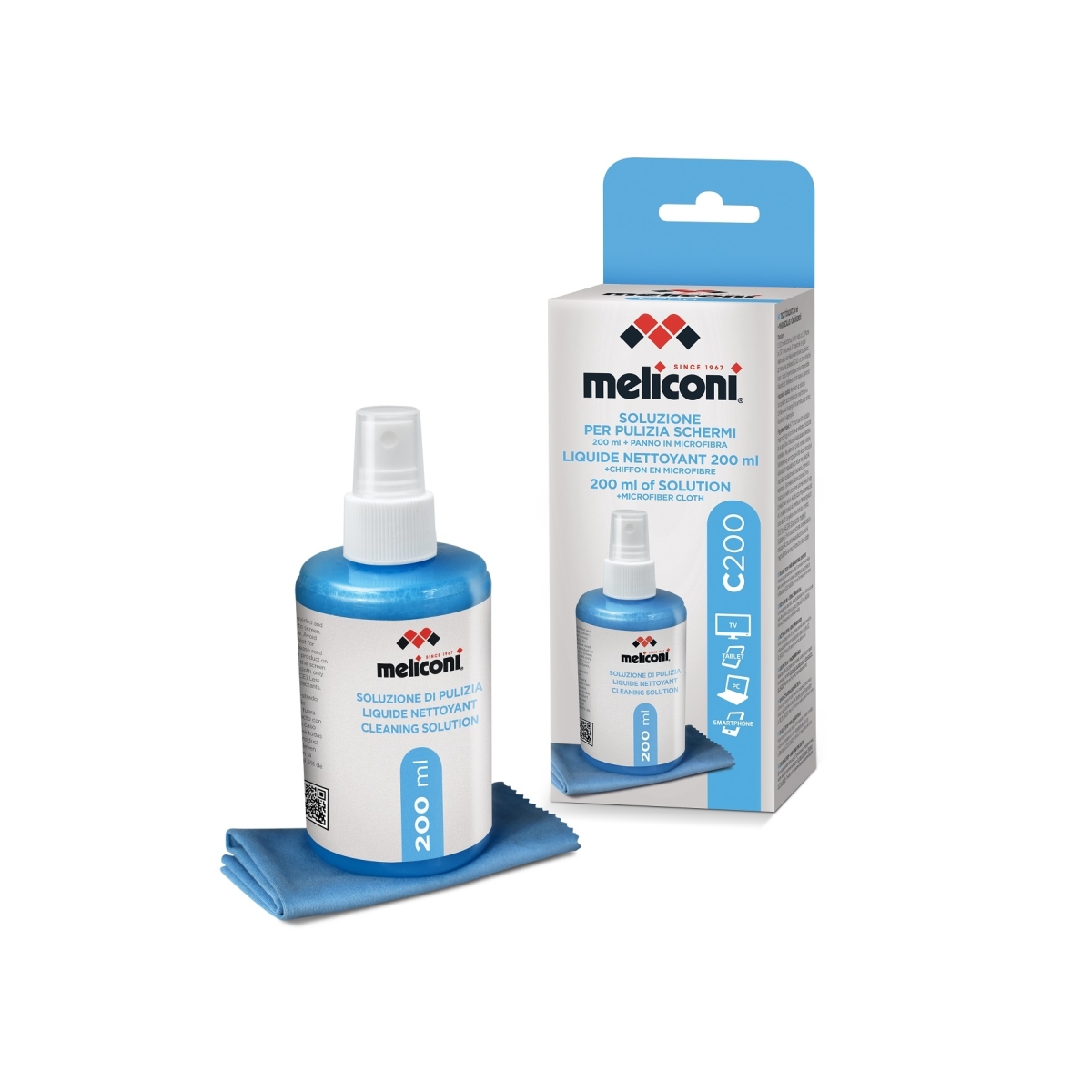 Meliconi Υγρό Καθαρισμού Anti-static για Οθόνες 200ml και Πανί Μικροϊνών 20x20cm 621001 - Image 3