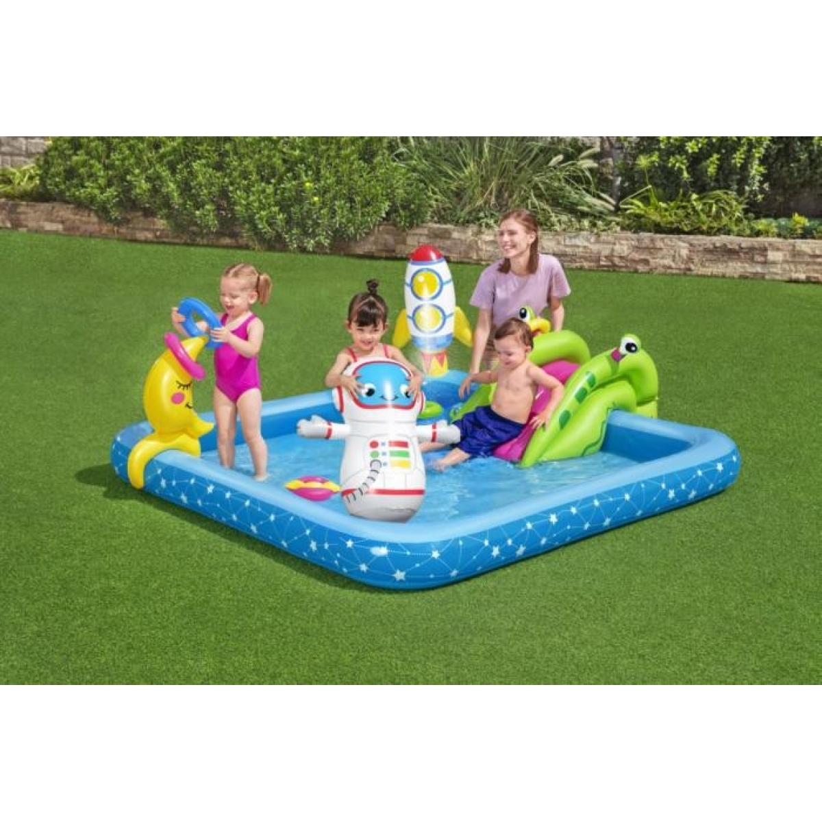 Bestway Παιδική Πισίνα Παιδότοπος PVC Φουσκωτή Little Astronaut 228x206x84cm 53126 - Image 2