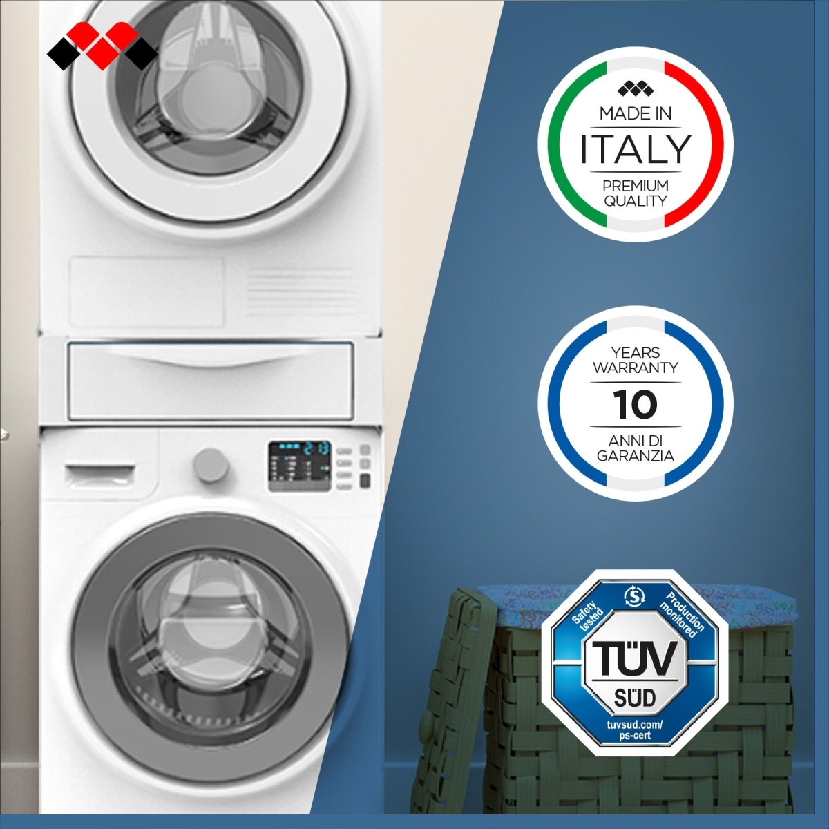 Meliconi TORRE EXTRA L60 Συνδετικό Πλυντηρίου/Στεγνωτηρίου από Πλαστικό με Συρτάρι 656112 - Image 4