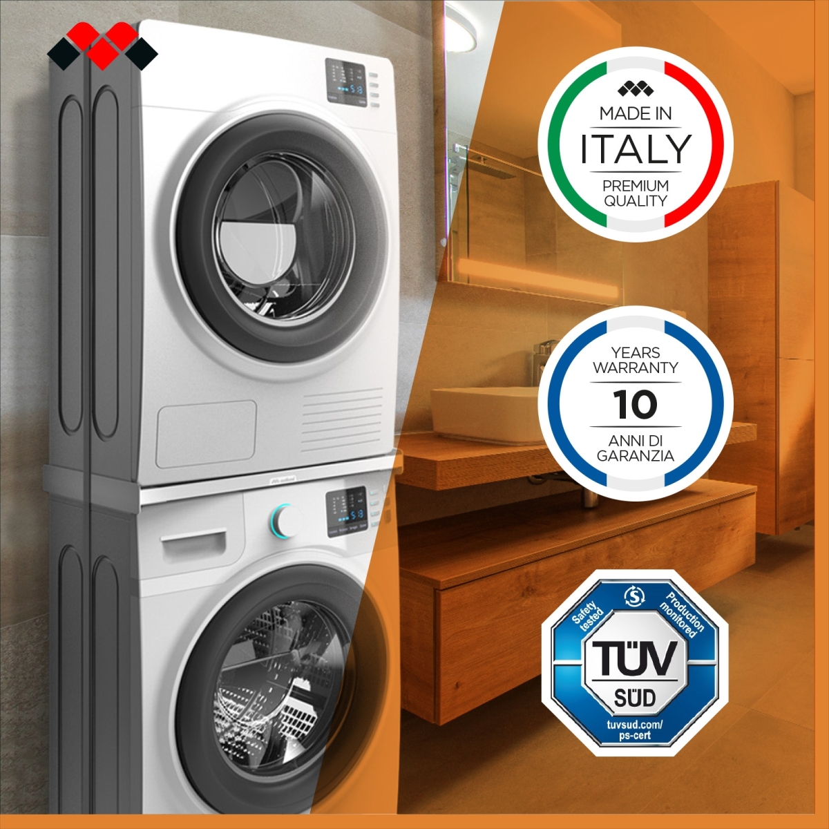 Meliconi TORRE SLIM L45 Συνδετικό Πλυντηρίου/Στεγνωτηρίου 60x43,5εκ από Πλαστικό 656116 - Image 2