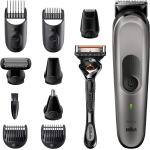 Braun All-In-One Trimmer 7 10 in 1 Σετ Επαναφορτιζόμενης Κουρευτικής Μηχανής Ασημί MGK7920
