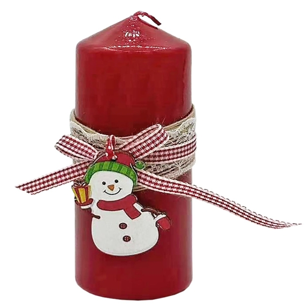 Κερί Κολώνα με Χιονανθρωπο & Φιόγκο 12x5cm Xmasfest 1133849 - 1 τμχ