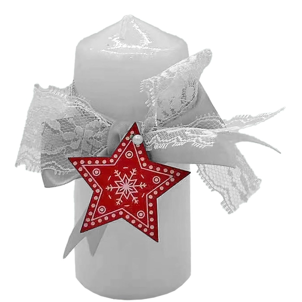 Κερί Κολώνα με Αστέρι & Φιόγκο 12x5cm Xmasfest 1133850 - 1 τμχ