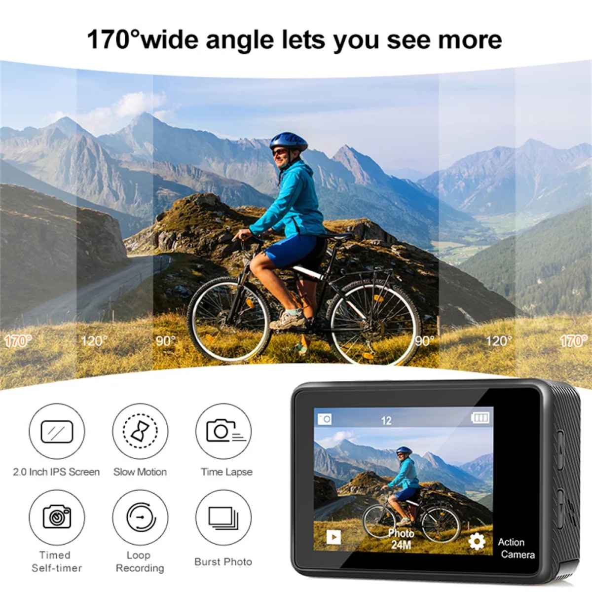 Action Κάμερα 4K Ultra HD Αδιάβροχη με Οθόνη 2" και Wi-Fi Q60AR