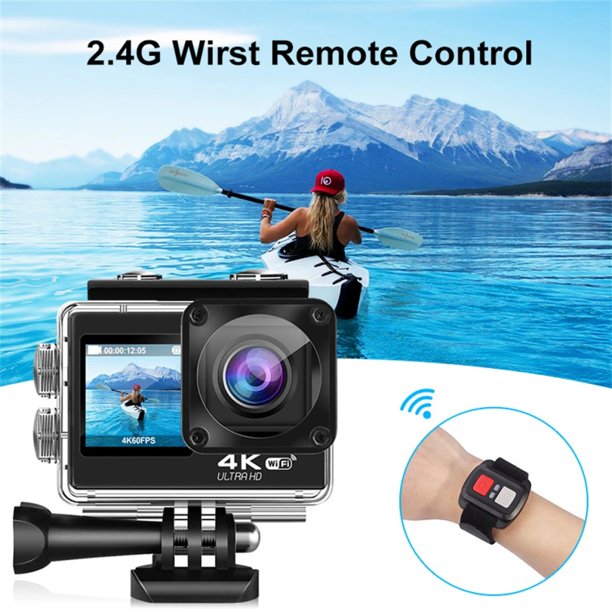 Action Κάμερα 4K Ultra HD Αδιάβροχη με Οθόνη 2" και Wi-Fi Q60AR