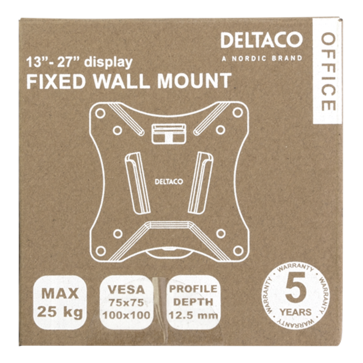 Deltaco Office Βάση TV για Οθόνες 13"-27" 25kg, 75x75-100x100 Σταθερή ARM-0100 - Image 3