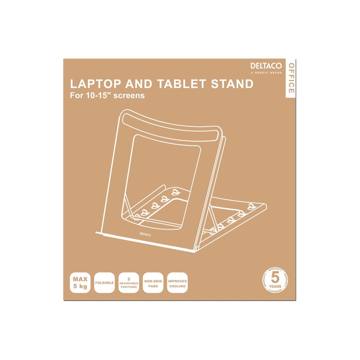 Deltaco Office Βάση/Stand για Laptop/Tablet 10-15" Ρυθμιζόμενη 5 Θέσεων Μαύρο DELO-0200 - Image 4