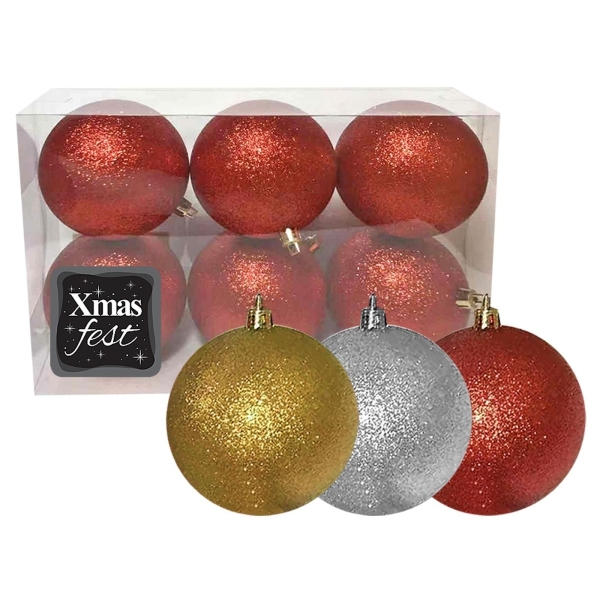 Μπάλα Glitter 6τεμ ø8cm Xmasfest 1131716