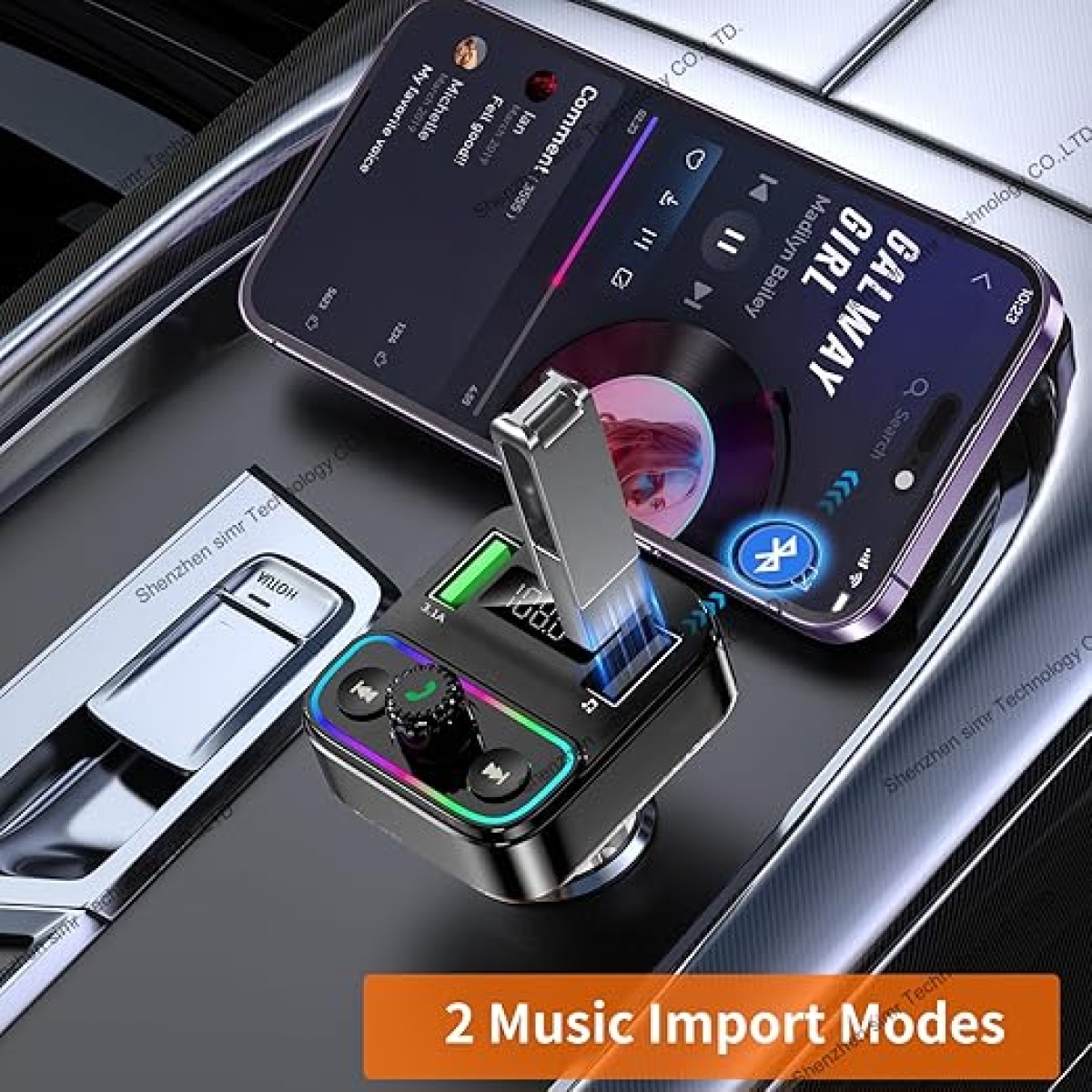 Bluetooth FM Transmitter Αυτοκινήτου Με Οθόνη LED Και RGΒ Φωτισμό P23 - Image 4