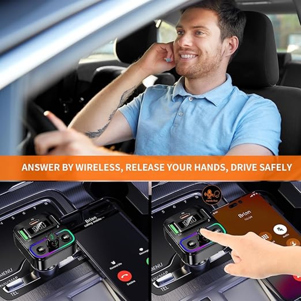 Bluetooth FM Transmitter Αυτοκινήτου Με Οθόνη LED Και RGΒ Φωτισμό P23 - Image 6