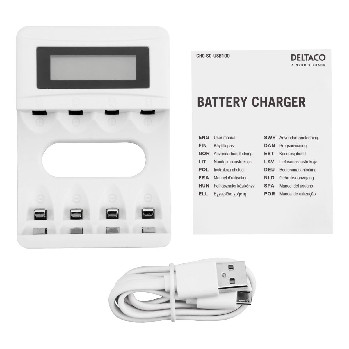 Deltaco Ultimate Φορτιστής Μπαταριών Ni-Mh USB, AA/AAA 5V/2A Οικολογική FSC Συσκευασία C704A4 - Image 3