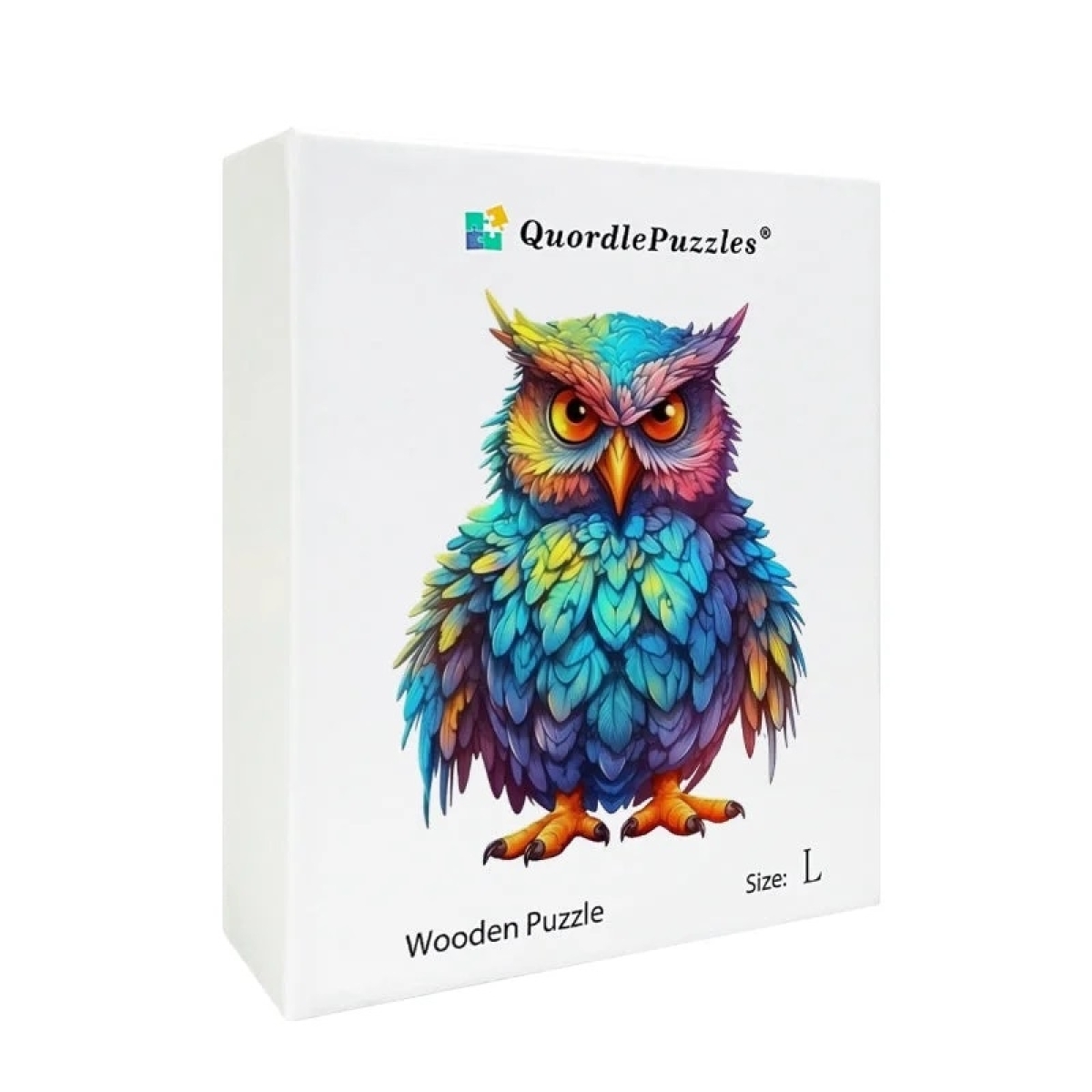 Quordlepuzzles Ξύλινο Puzzle Κουκουβάγια με Πολύχρωμα Φτερά LARGE 45x45cm 170-210 Κομμάτια T976-L(C) - Image 2
