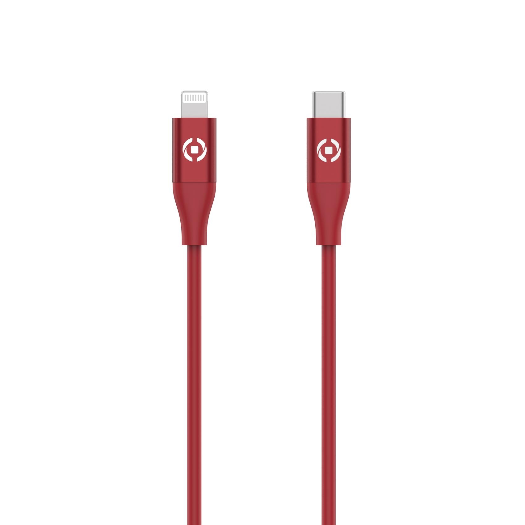 Celly Καλώδιο Φόρτισης Type-C σε Lightning 60w 1.5m Κόκκινο USBCLIGHTCOLRD