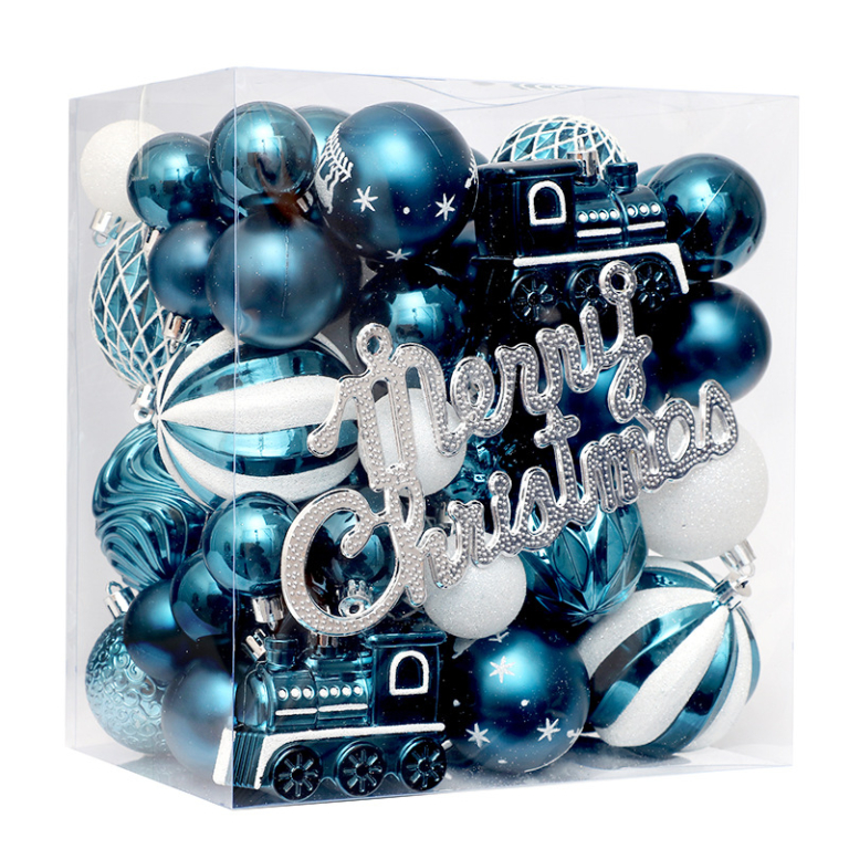 Χριστουγεννιάτικα Στολίδια Δέντρου Mπλε Σετ 65τμχ SDS-25581