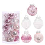 Χριστουγεννιάτικες Μπάλες 6cm 25τμχ Ροζ/Διάφανο SDS-23506