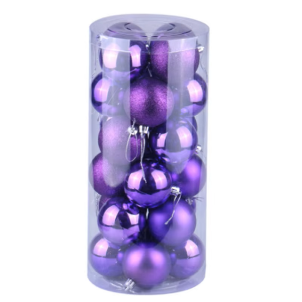 Χριστουγεννιάτικες Μπάλες 8cm 24τμχ Μωβ SDS-23505