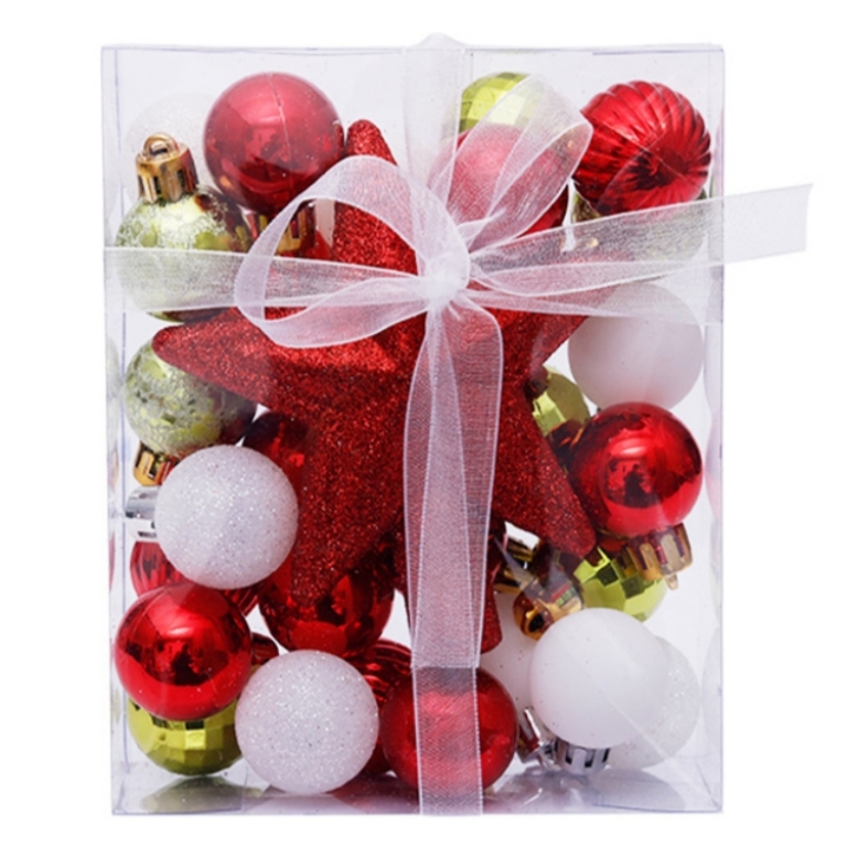 Χριστουγεννιάτικες Μπάλες & Αστέρι Δέντρου Σετ 30 Τεμαχίων SDS-23435