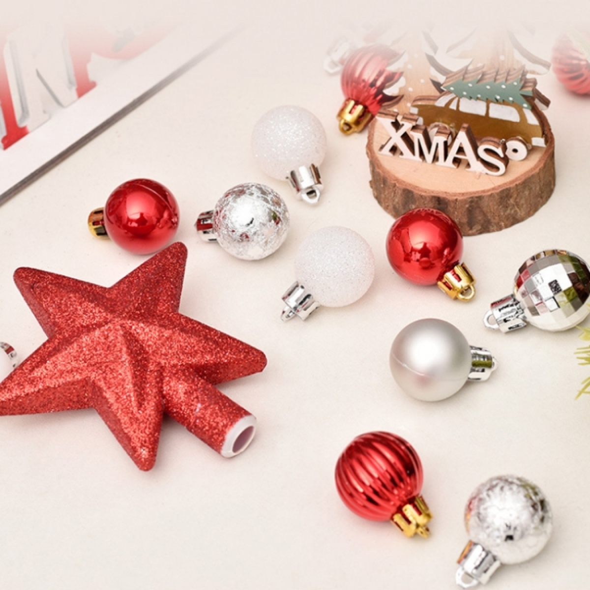 Χριστουγεννιάτικες Μπάλες & Αστέρι Δέντρου Σετ 30 Τεμαχίων SDS-23435