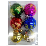 Χριστουγεννιάτικες Μπάλες Πολύχρωμες 6cm Σετ 6 Τεμαχίων SDS-25881