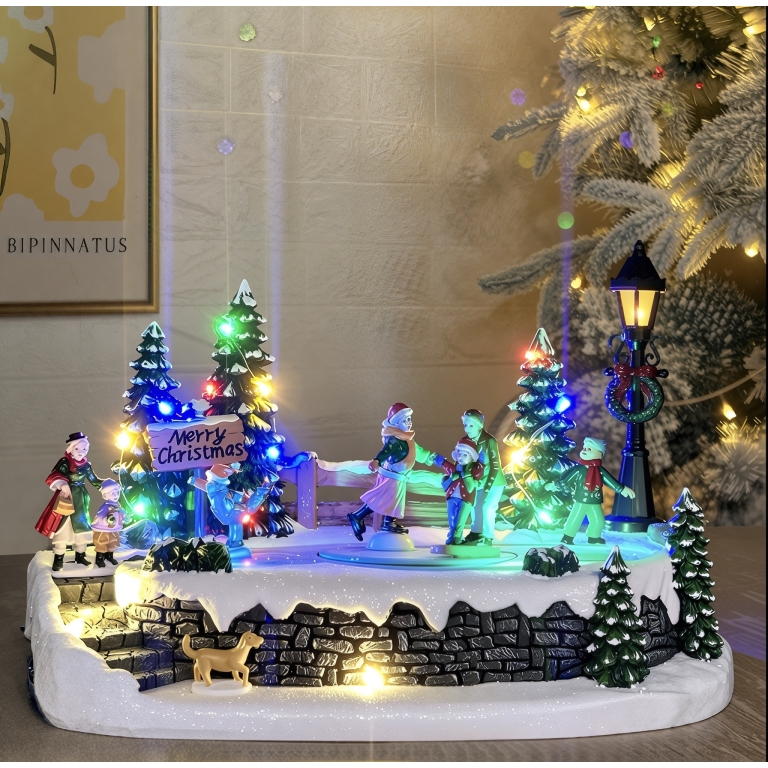 Χριστουγεννιάτικη Φωτιζόμενη Σκηνή Με Παγοδρόμιο 32x20x19cm