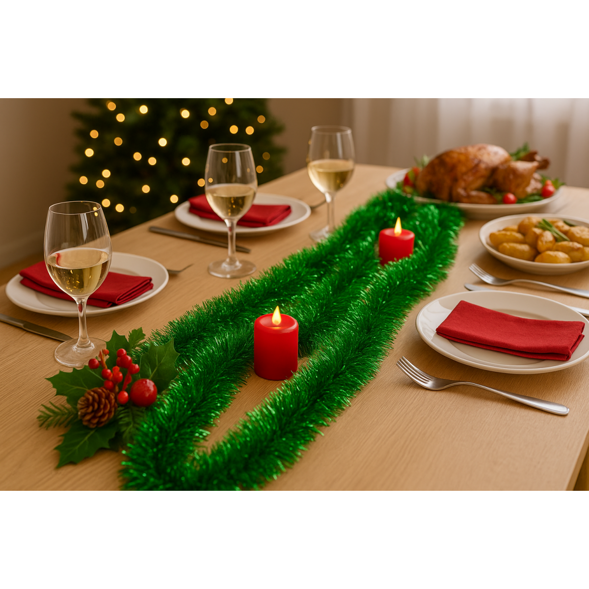 Χριστουγεννιάτικη Γιρλάντα Πράσινη 7cm x 2m Kmt Style 294920