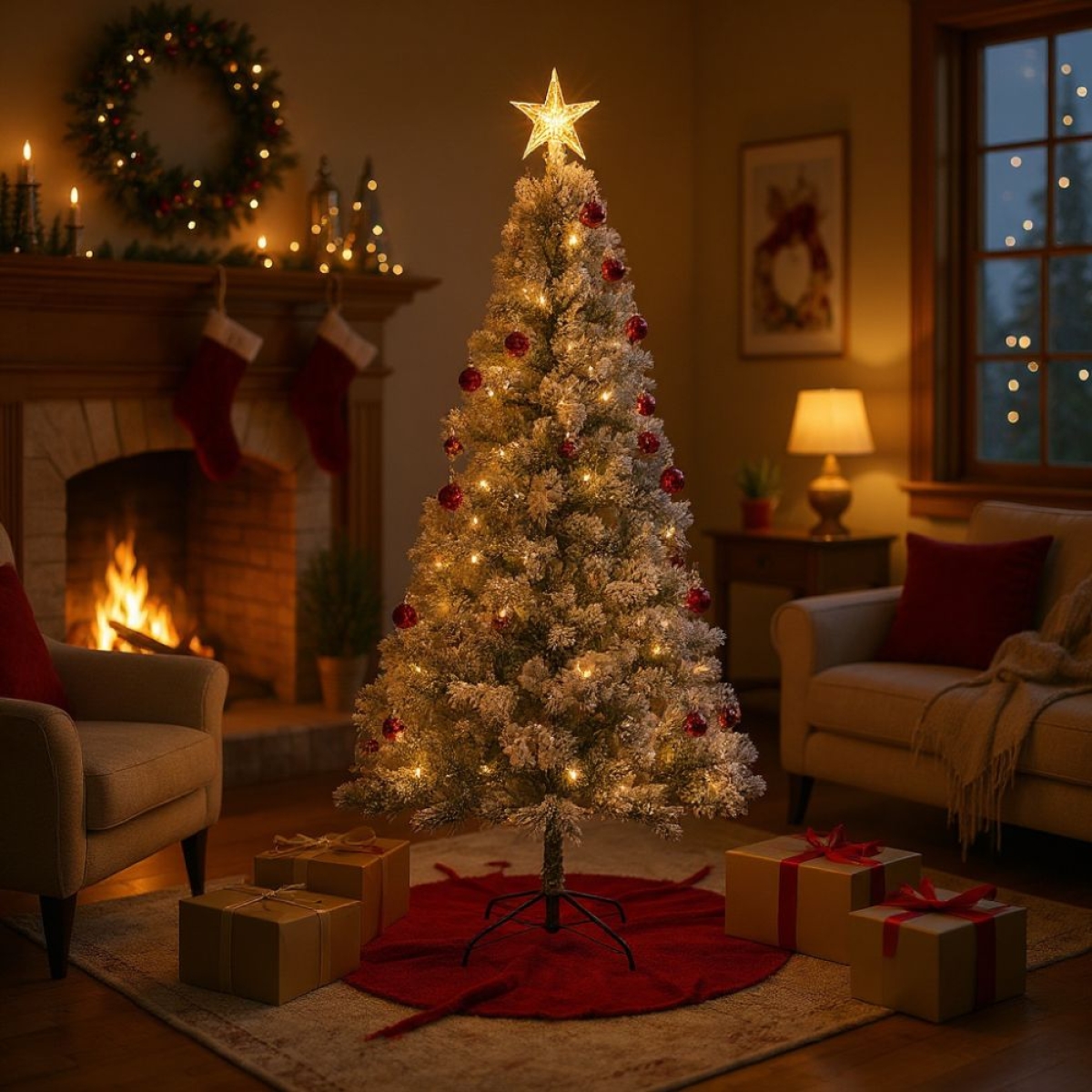 Χριστουγεννιάτικο Δέντρο Χιονισμένο 150εκ./220 Κλαδιά με Μεταλλική Βάση