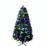 Χριστουγεννιάτικο Δέντρο Οπτικής Ίνας 60cm με Μεταλλική Βάση & Πολύχρωμο Φωτισμό