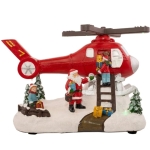 Χριστουγεννιάτικο Διακοσμητικό Άγιος Βασίλης με Ελικόπτερο, Φωτισμό και Μουσική