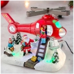 Χριστουγεννιάτικο Διακοσμητικό Άγιος Βασίλης με Ελικόπτερο, Φωτισμό και Μουσική
