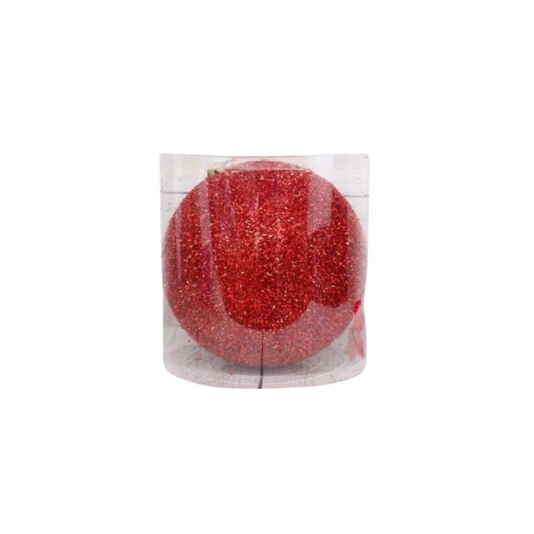 ΧΡΣ Μπάλα Κόκκινη Tinsel 15cm με Glitter