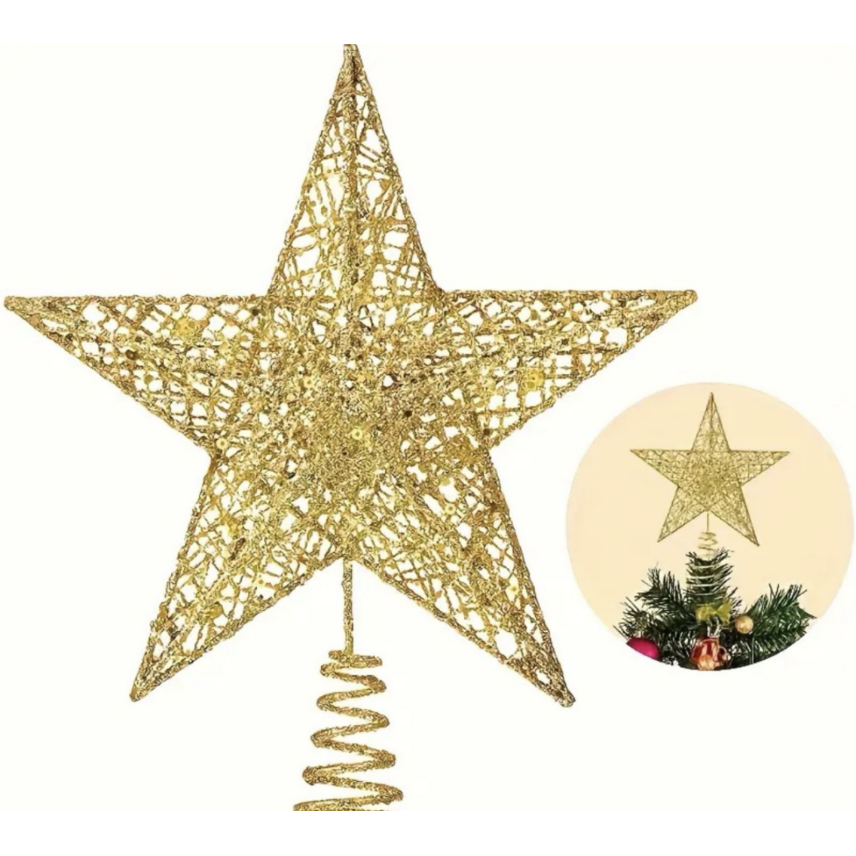 Χρυσό Αστέρι Κορυφής Χριστουγεννιάτικου Δέντρου 23x21x8cm