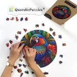 Quordlepuzzles Ξύλινο Puzzle Παπαγάλος Πολύχρωμος MEDIUM 21x21cm 160 Κομμάτια X006-M(C) - Image 4