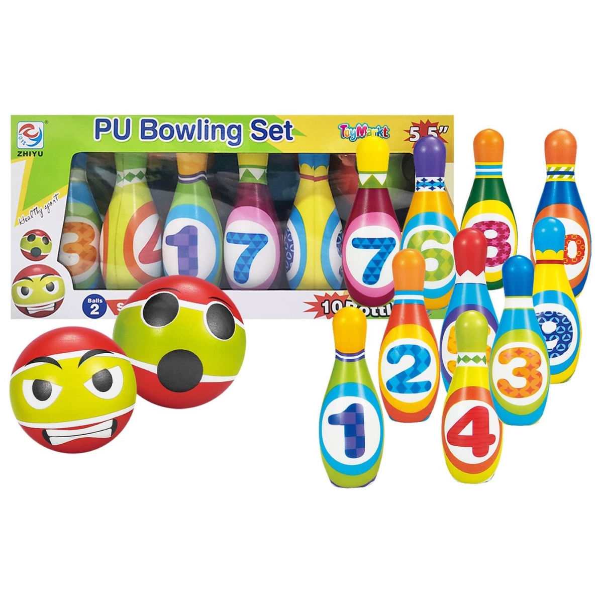 Παιχνίδι Bowling PU 14cm με 10 Κορίνες & 2 Μπάλες 34x15x11cm – Πλαστικό Σετ Μπόουλινγκ για Παιδιά
