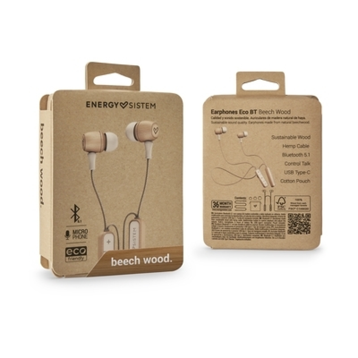 ENERGY SISTEM Ακουστικά Ψείρες Eco Bluetooth Type C- Beech Wood 452392 - Image 4